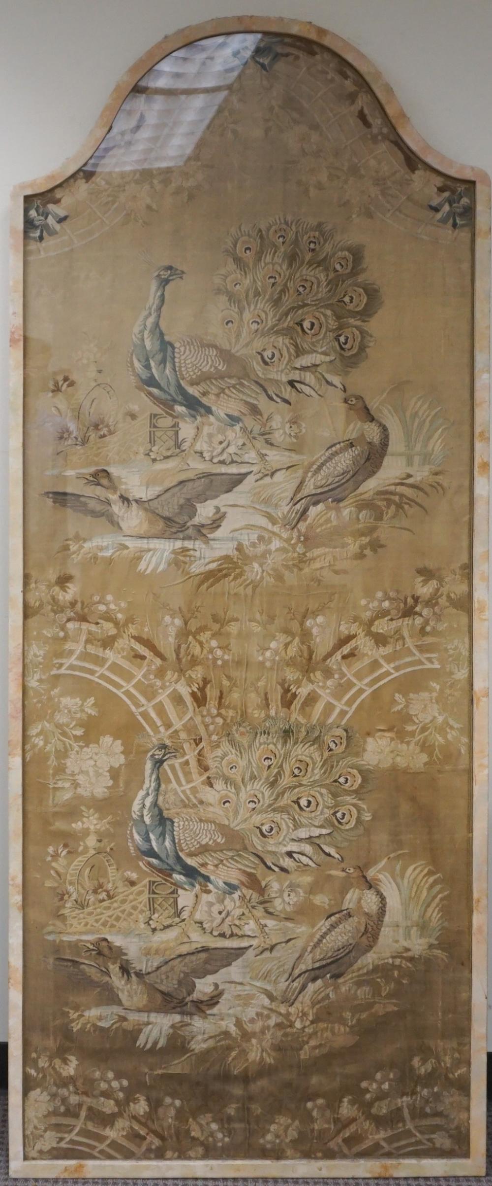 Appraisal: FRENCH CHENILLE AND EMBROIDERED SILK EXOTIC BIRD PANELFrench Chenille and