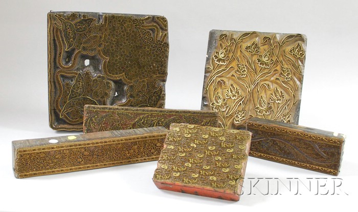 Appraisal: Six European Brass-mounted Wooden Printing Blocks lg to in