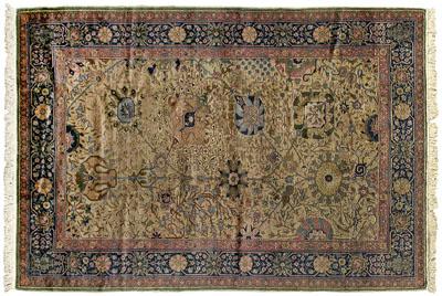 Appraisal: Tabriz rug elaborate floral and vine design on pale olive