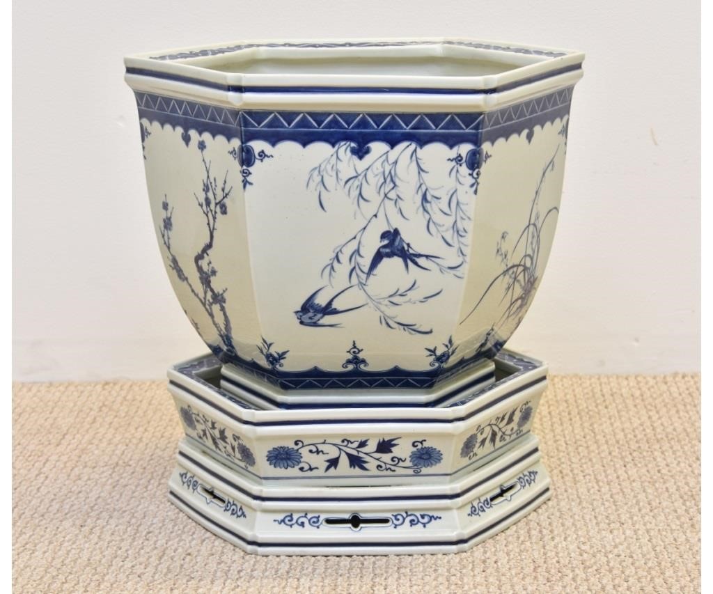 Appraisal: Large blue and white Chinese planter and under plate of