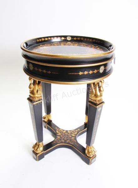 Appraisal: A decorator neoclassical style round tea table with lift-up top