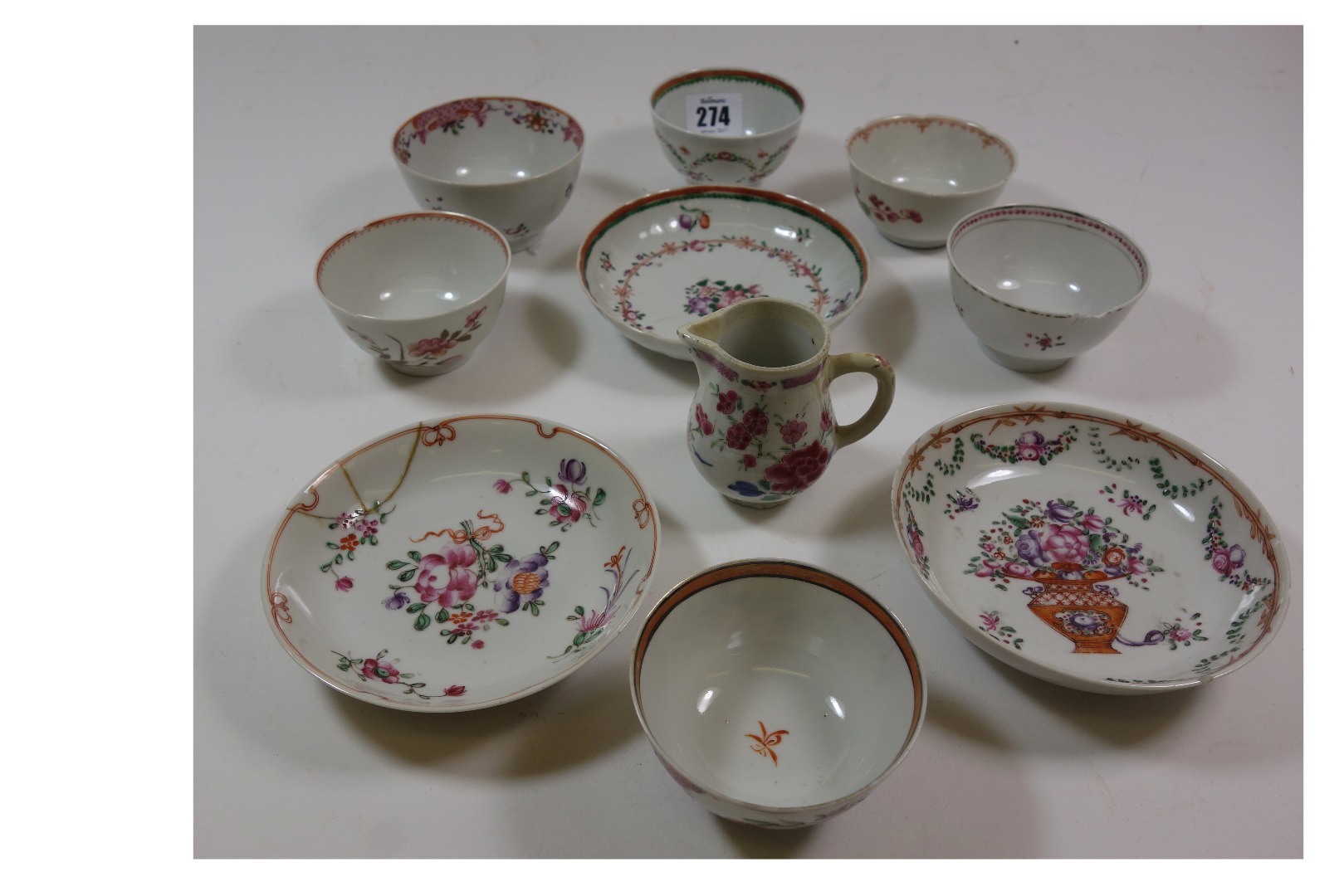 Appraisal: A collection of Chinese 'famille rose' tea bowls saucers and