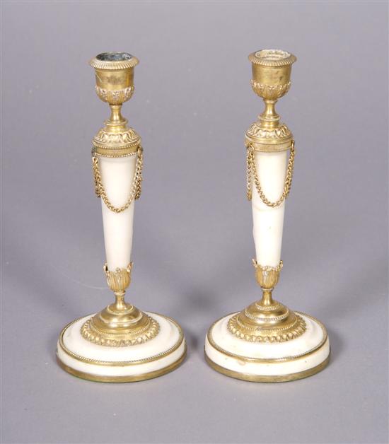 Appraisal: A Pair of Louis XVI Style Gilt Metal and Marble