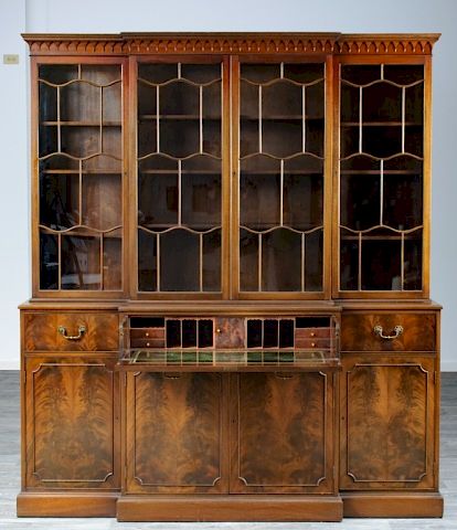 Appraisal: Georgian Style Frederick Tibbenham Breakfront Mahogany breakfront the top having