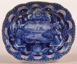 Appraisal: Historical Staffordshire Blue Transfer Platter Historical Staffordshire Blue Transfer China