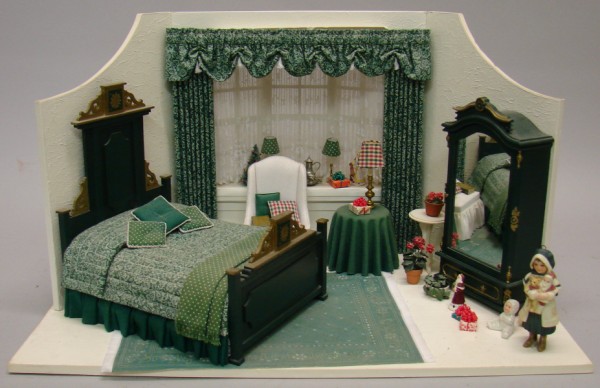 Appraisal: Miniature artist Christmas bedroom Made by D Anne Huff Miniatures