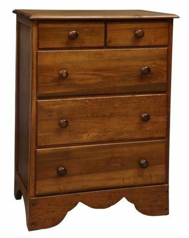 Appraisal: American five-drawer dresser early th c in a walnut finish