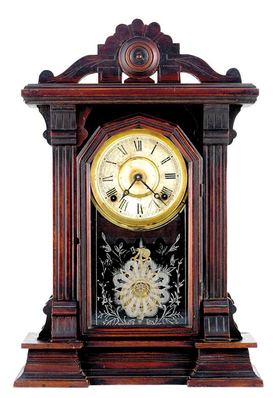 Appraisal: Russell Jones Victorian parlor clock circa walnut case with carved