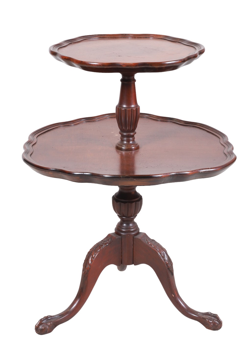 Appraisal: Chippendale style mahogany -tier dessert stand scalloped edge top urn