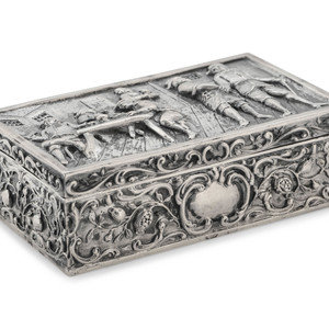 Appraisal: A Continental Silver Table Casket Likely Dutch th Century the