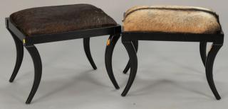 Appraisal: Pair of Hyde covered footstools ht top x Pair of