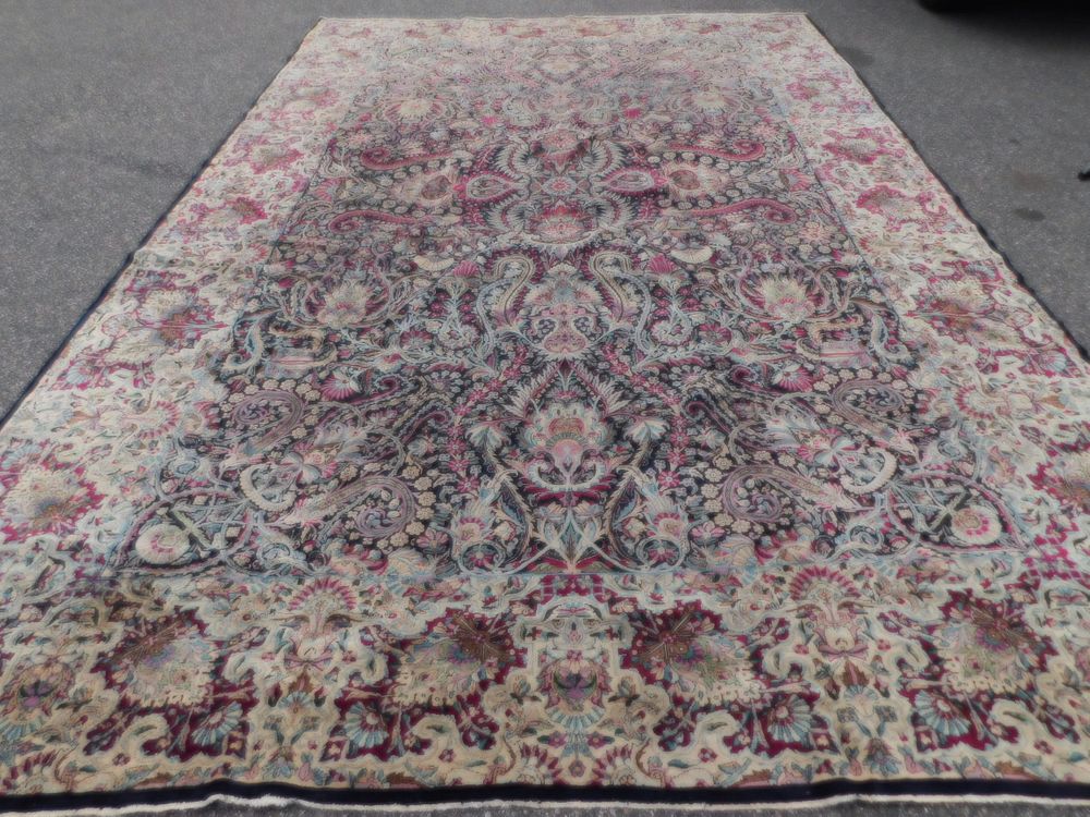 Appraisal: ANTIQUE KIRMAN FT CARPET Fine semi-antique Persian Kirman carpet with