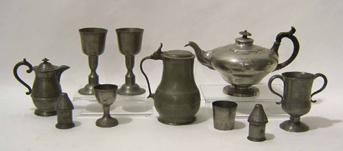 Appraisal: Misc pewter table articles th c to include an American