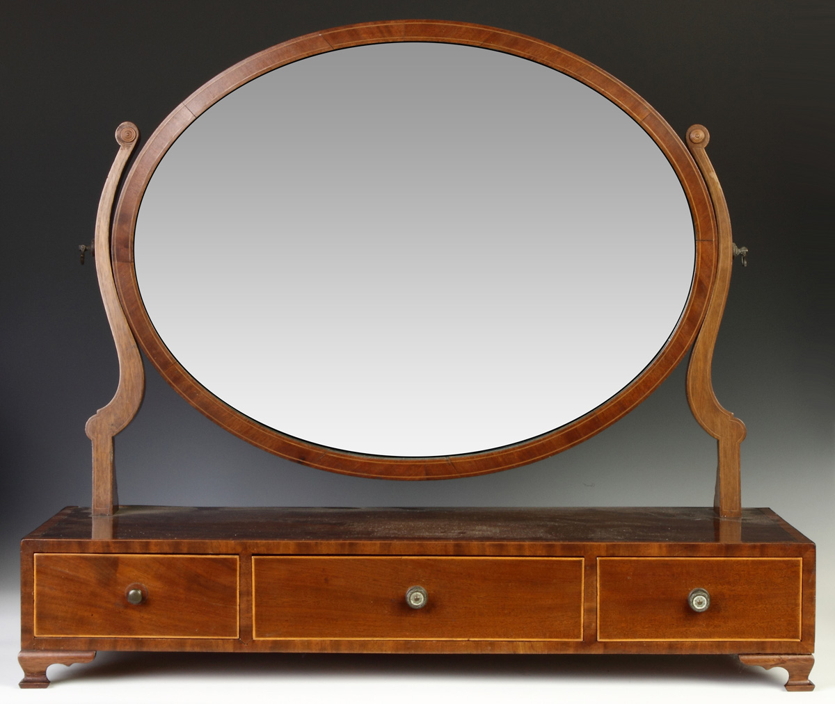 Appraisal: Sheraton Inlaid Mahogany Drawer Dressing Mirror C