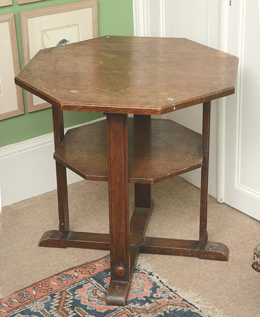 Appraisal: AN ART DECO STYLE OAK OCTAGONAL TWO TIER OCCASIONAL TABLE