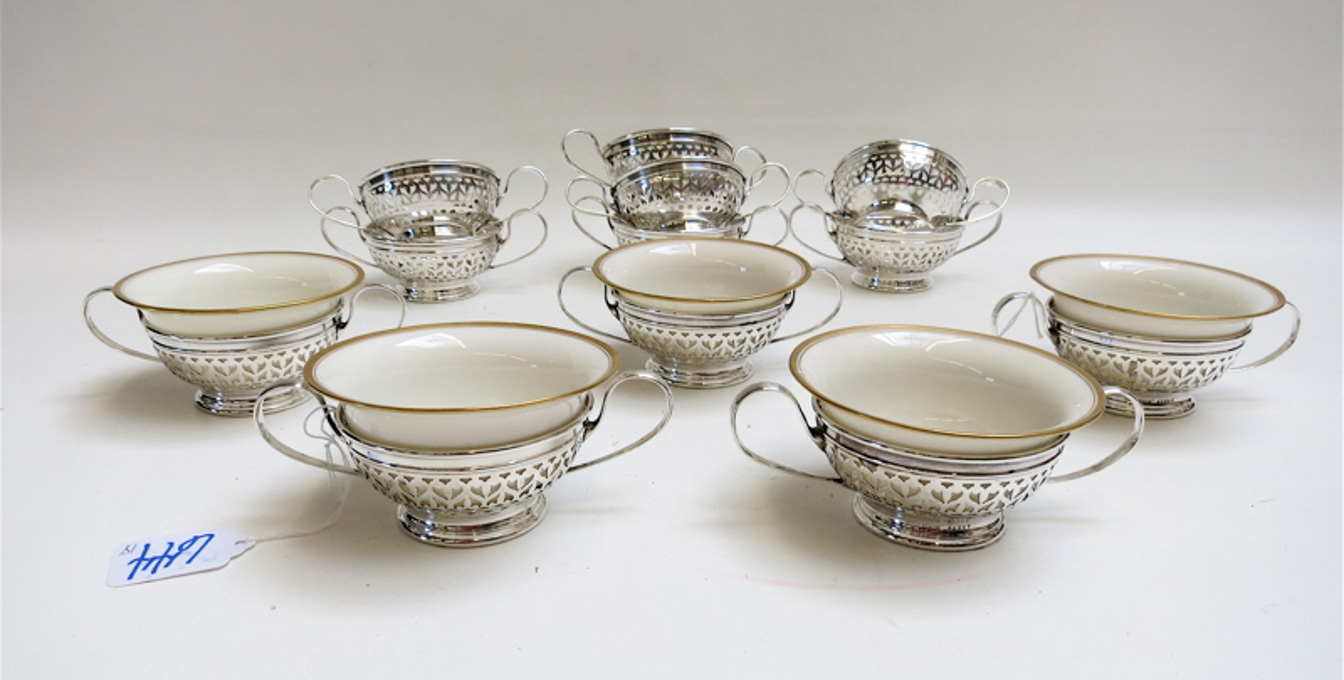 Appraisal: SET OF TWELVE GORHAM STERLING SILVER BOUILLON CUPS eighteen pieces