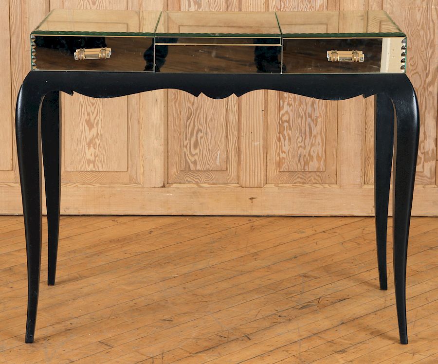 Appraisal: FRENCH CONSOLE TABLE MIRRORED TOP C A glamorous French console