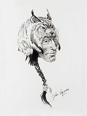 Appraisal: John Clymer Lynx Capcharcoal on paper x in