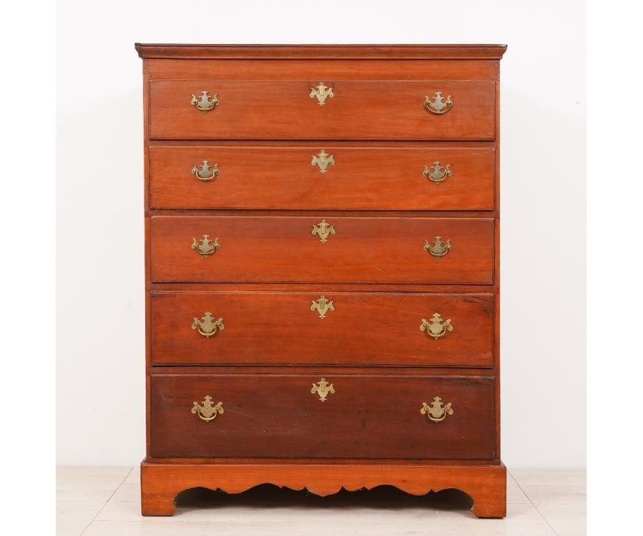 Appraisal: New England cherry and pine three-drawer blanket chest circa with