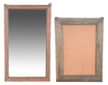 Appraisal: A RED-PAINTED AND DISTRESSED MIRROR th century the rectangular plate