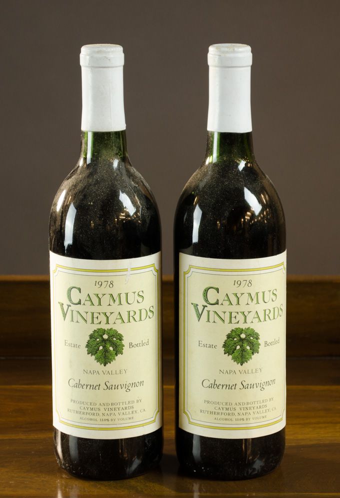 Appraisal: TWO BOTTLES OF VINTAGE CALIFORNIA CABERNET SAUVIGNON Caymus Vineyards Napa