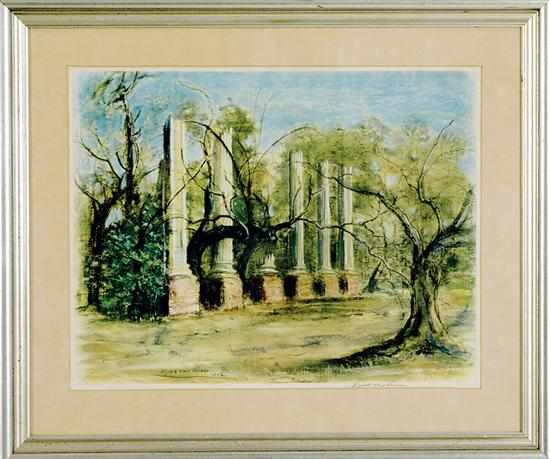 Appraisal: Elizabeth O'Neill Verner South Carolina - CHURCH RUINS color lithograph