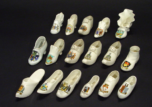 Appraisal: Collection of crested china shoes including Carlton china Arcadian etc