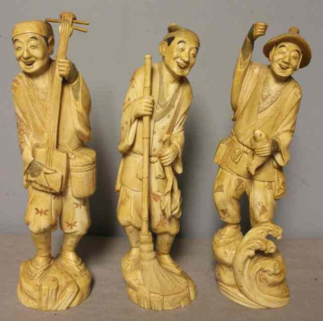 Appraisal: Signed Asian Ivory Figures From a Mamaroneck NY location Dimensions