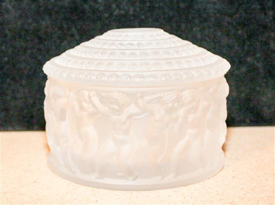 Appraisal: Sale Lot A Lalique Molded and Frosted Glass Powder Box