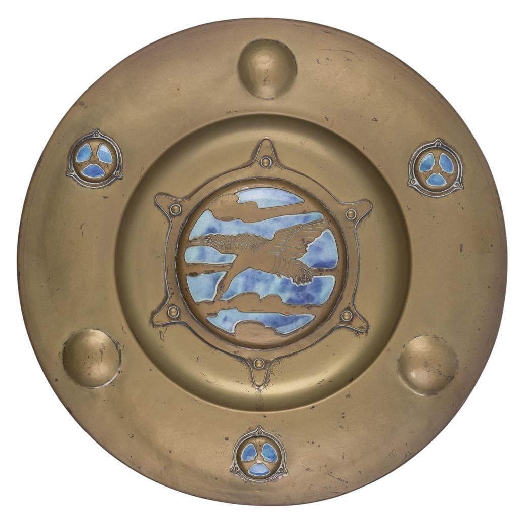 Appraisal: ARTS CRAFTS CIRCULAR BRASS WALL CHARGER CIRCA the broad rim