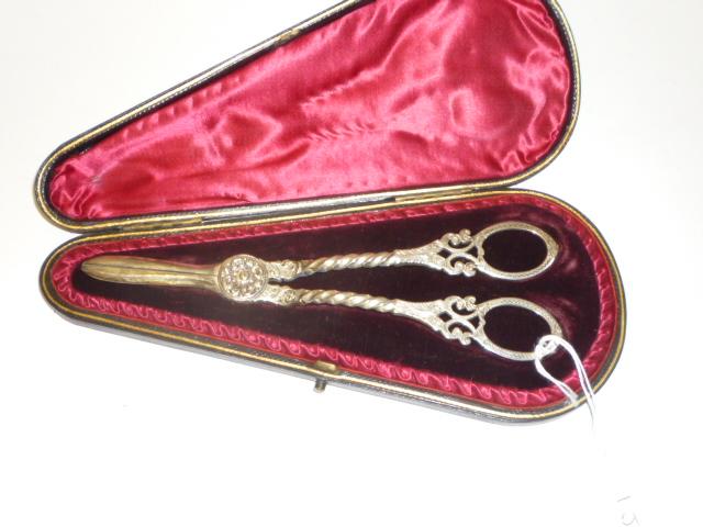 Appraisal: A PAIR OF LATE VICTORIAN GRAPE SCISSORS maker Hilliard Thomason