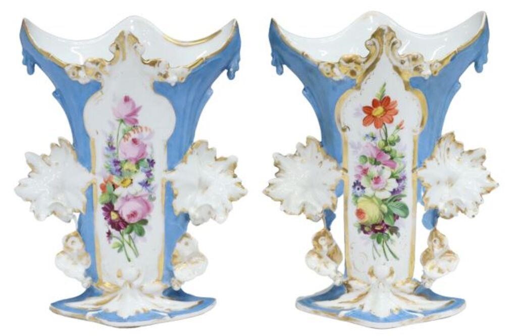 Appraisal: pair French Old Paris porcelain mantel vases attributed to Jacob