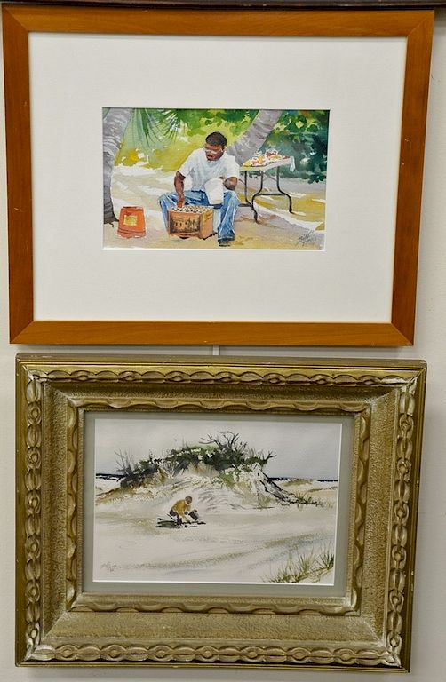 Appraisal: Four Biff Heins th century watercolors including Inside a Barn