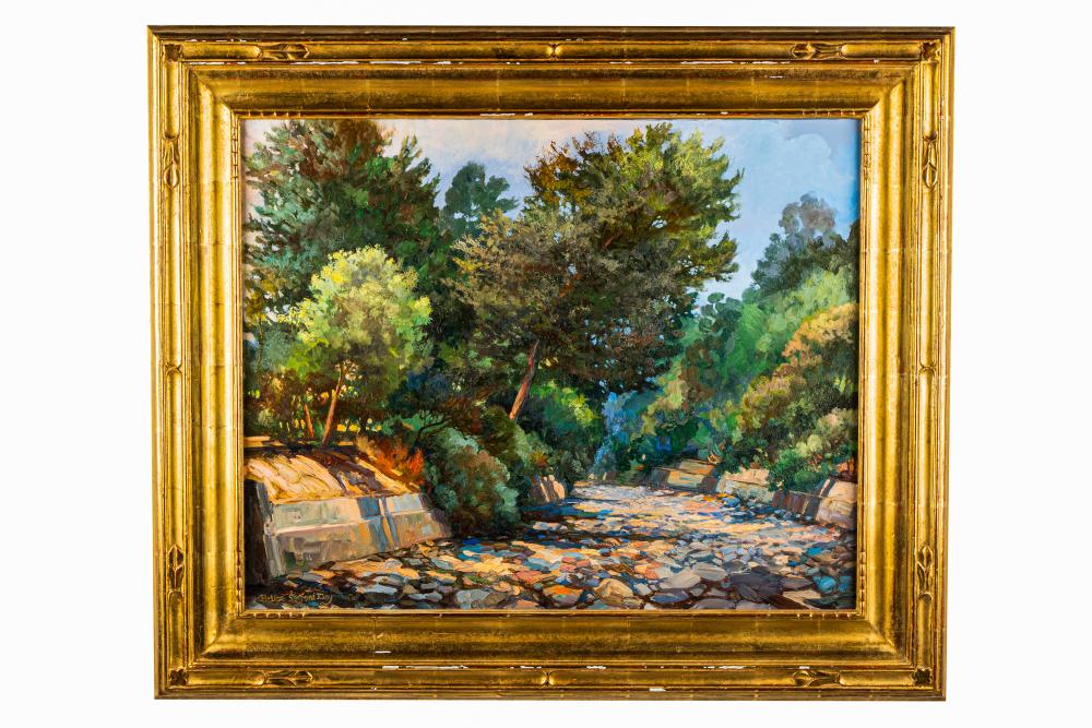 Appraisal: BRUCE SANDORD DAY RIVER BEND oil on canvas in a