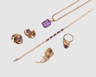 Appraisal: Collection of K Yellow Gold and Amethyst Jewelry Collection of