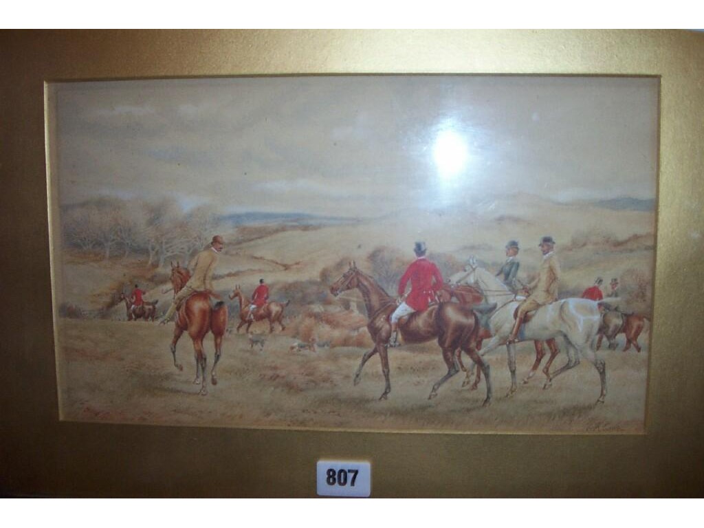 Appraisal: A th century watercolour of a hunting scene indistinctly signed