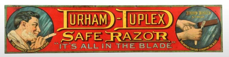 Appraisal: Tin Litho Durham Duplex Razor Counter Sign Description Manufactured by