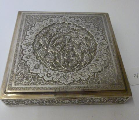 Appraisal: A WHITE METAL CIGARETTE BOX possibly Turkish early th century