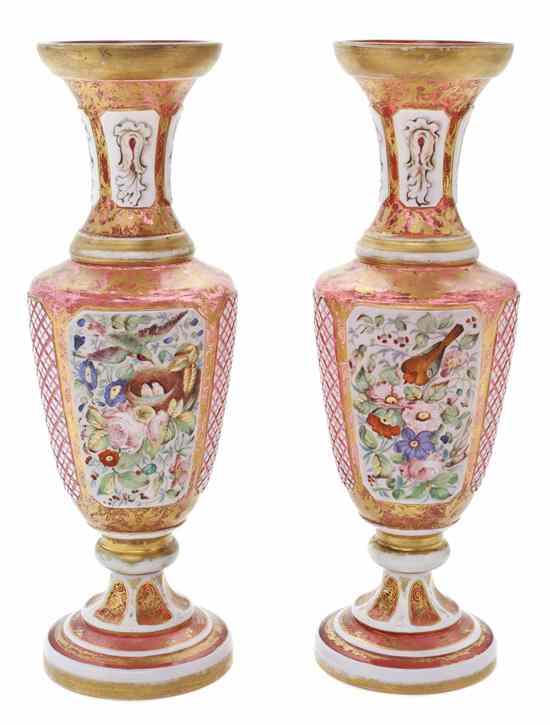 Appraisal: A Pair of Continental Glass Vases of baluster form each