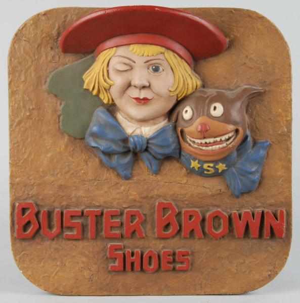 Appraisal: Buster Brown Shoes Advertising Plaque Description Plaster or cement with