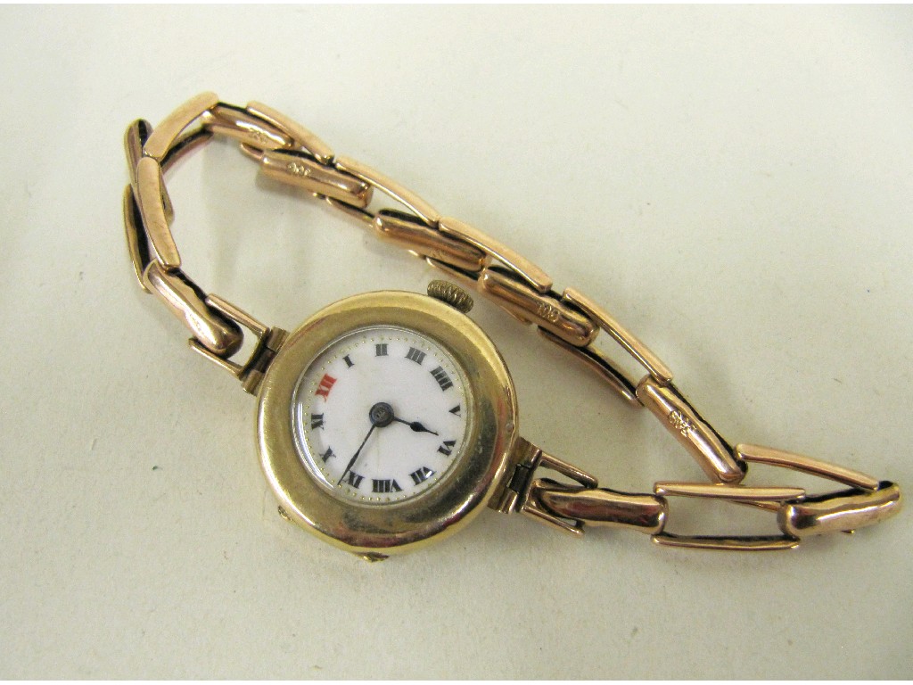 Appraisal: Early th century ladies ct gold cased wrist watch on