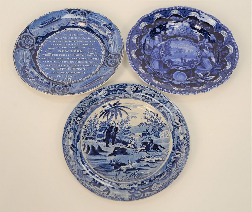 Appraisal: Group of Three Historical Blue Staffordshire Plates to include The