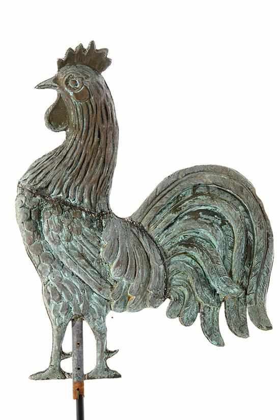 Appraisal: American copper rooster weathervane probably New England circa large molded