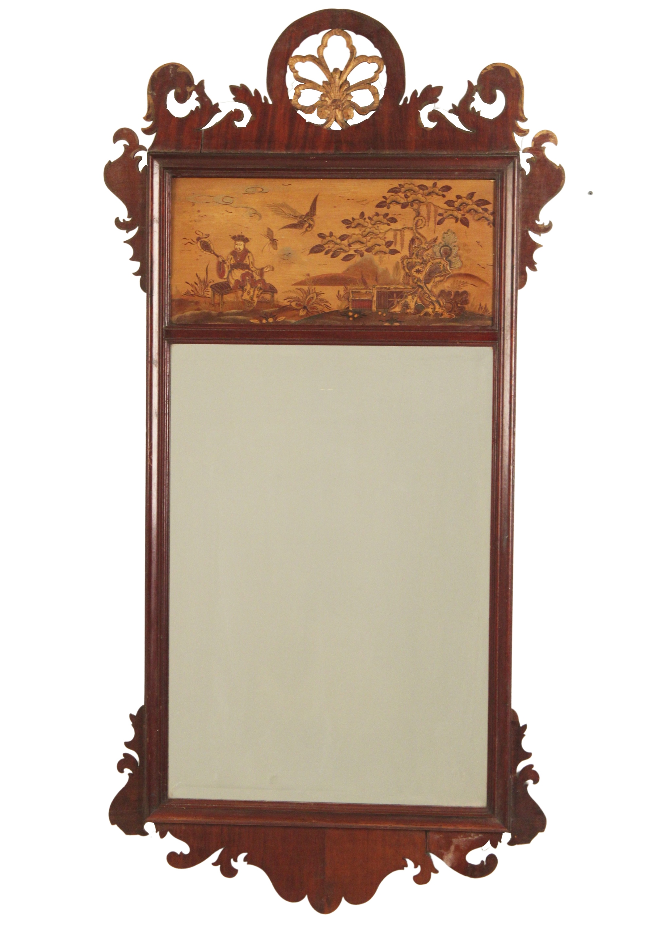 Appraisal: English Chippendale style mahogany mirror with chinoiserie panel th C