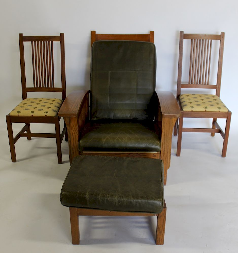 Appraisal: Stickley Audi Chairs Together with Recliner Two Signed Stickley Chairs