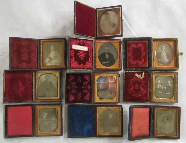 Appraisal: TEN DAGUERREOTYPE CASED PHOTOS depicting traditional portraits of men women