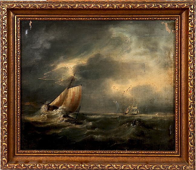 Appraisal: Seascape Painting A th century probably British Seascape painting with