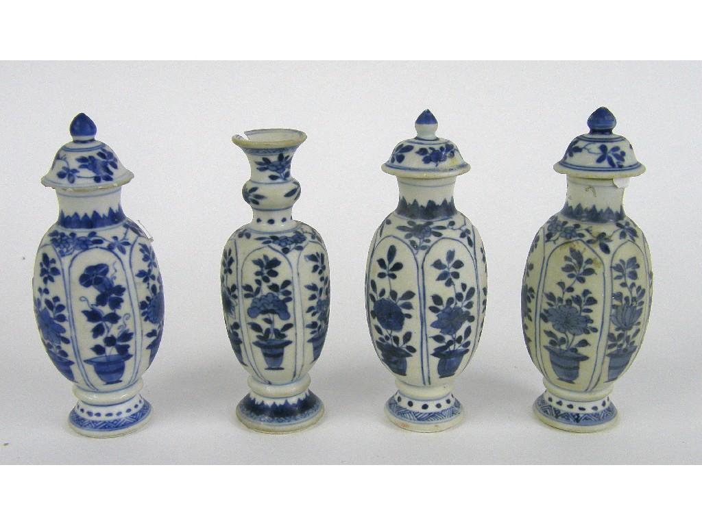 Appraisal: Four Vung Tau Cargo blue and white vases each with