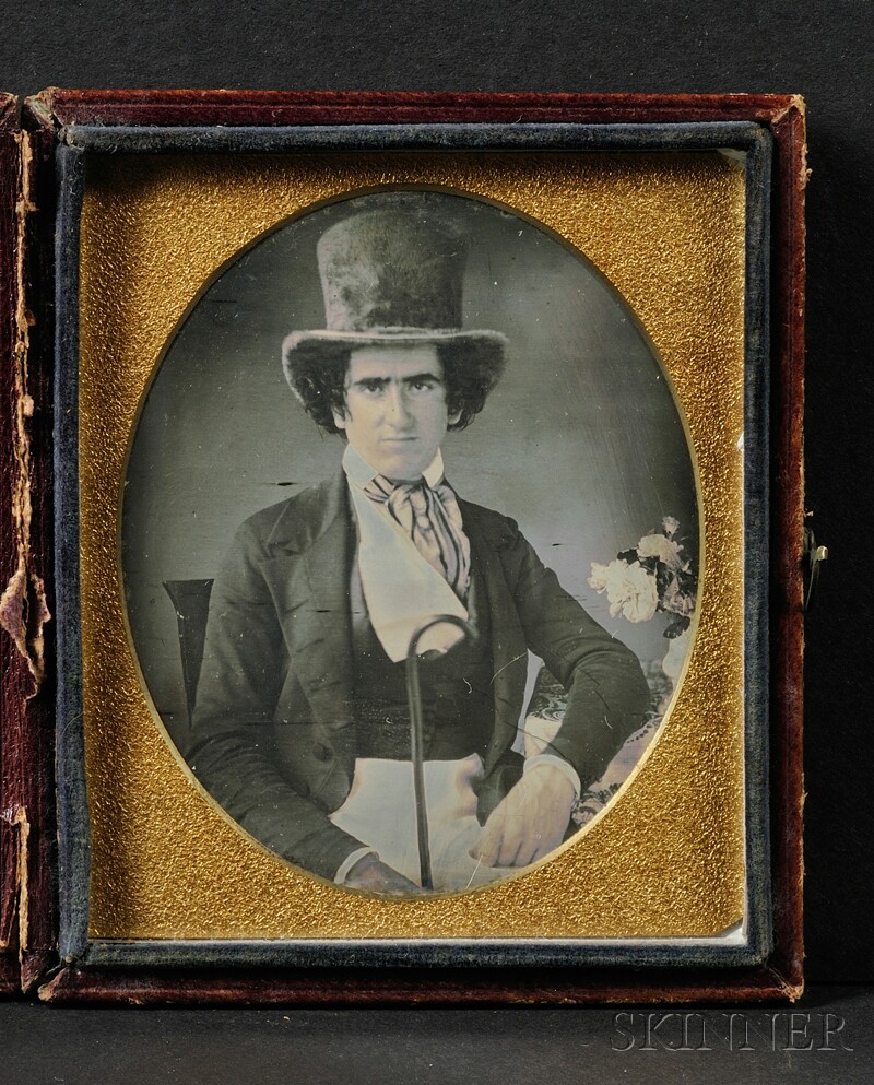 Appraisal: Sixth Plate Daguerreotype Portrait of a Seated Young Man Wearing