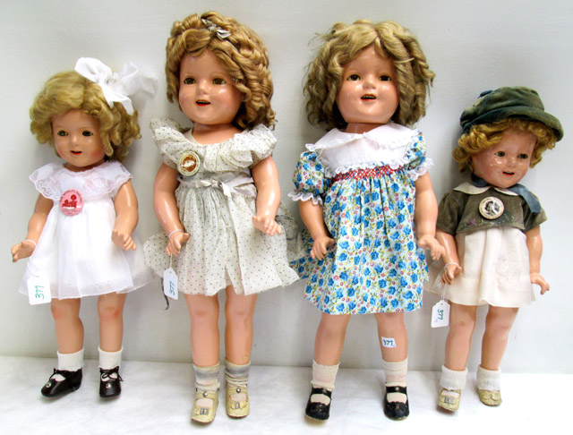 Appraisal: GROUP OF THREE COMPOSITION SHIRLEY TEMPLE DOLLS All have painted